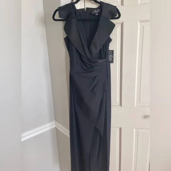 NWT Black Tuxedo Style Formal Dress. Size 12 Petite.